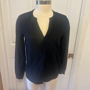 NWT LOFT long sleeve lightweight black spilt neck pullover tunic top